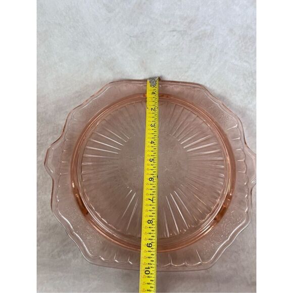 Vintage Pink Depression Glass Footed Platter - Picture 7 of 7